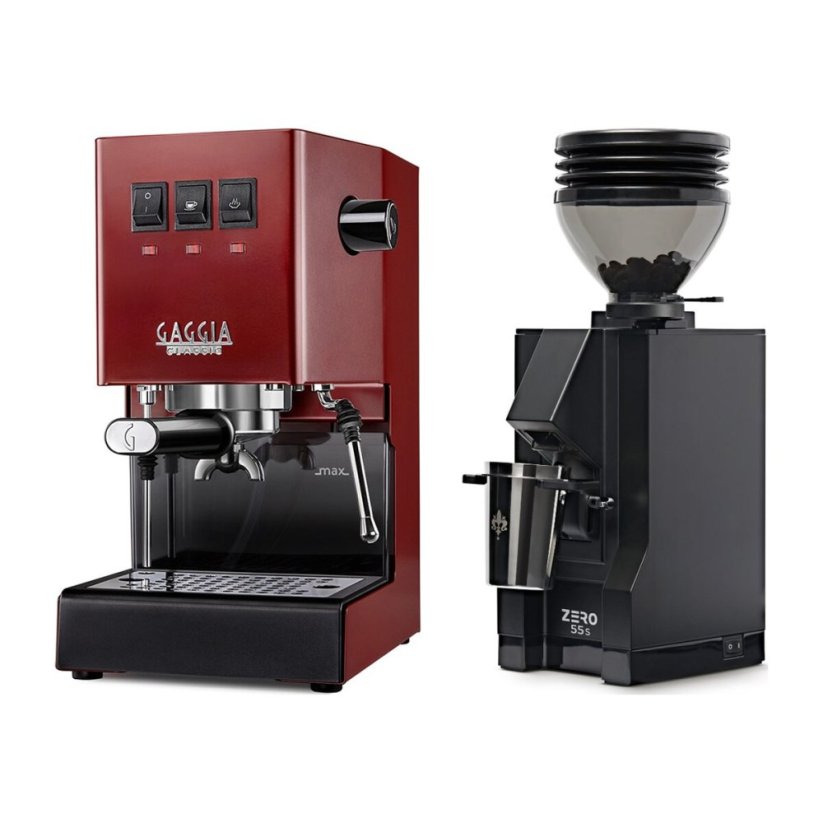 Gaggia Classic E24, červená + Eureka Mignon Zero 55s Black