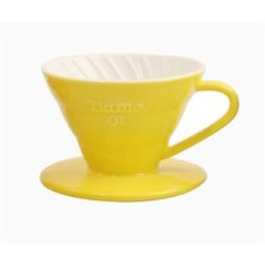 Tiamo keramický dripper na kávu V01 žlutý