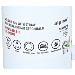 ALPINA Termohrnek dvoustěnný z nerezové oceli 1,2 l bílá