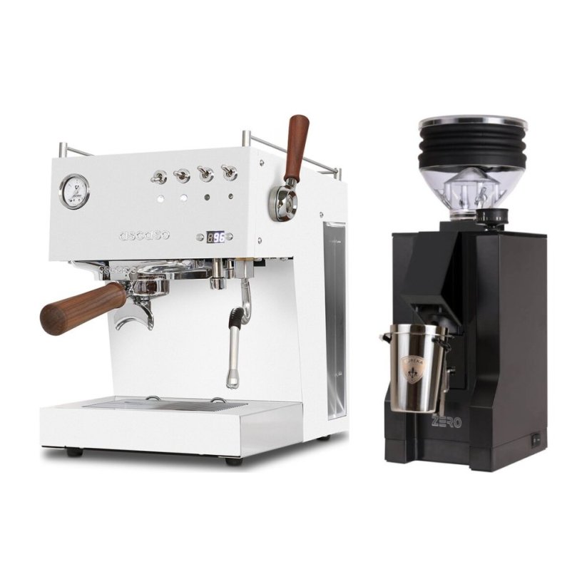 Ascaso Steel DUO PID PLUS, White&Wood + Eureka Mignon Zero, BL Black