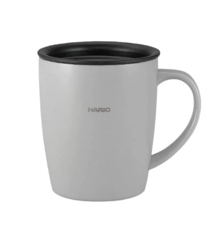 Hario termo hrnek s ouškem a víčkem 300 ml šedý