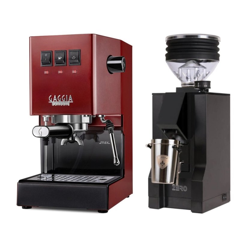 Gaggia Classic E24, červená + Eureka Mignon Zero, BL Black
