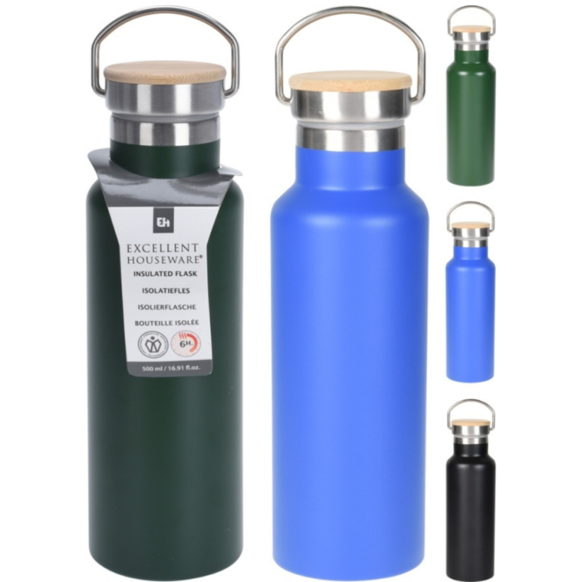 EXCELLENT HOUSEWARE Termoska dvoustěnná s rukojetí 0,5 l modrá