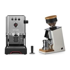 Gaggia Classic Up stříbrná + Eureka Mignon Single Dose, White & Oak
