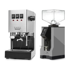 Gaggia Classic E24, stříbrná + Eureka Mignon Specialita, BL Grey