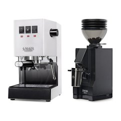 Gaggia Classic E24, bílá + Eureka Mignon Zero 55s Black