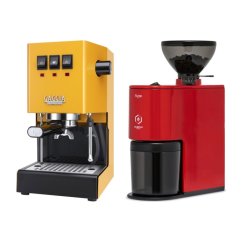 Gaggia Classic E24, žlutá + Eureka Peppe, Red