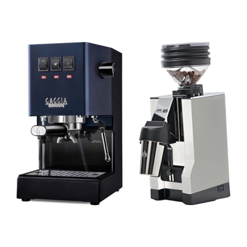 Gaggia Classic E24, modrá + Eureka Mignon Zero 65 All Purpose, CR white