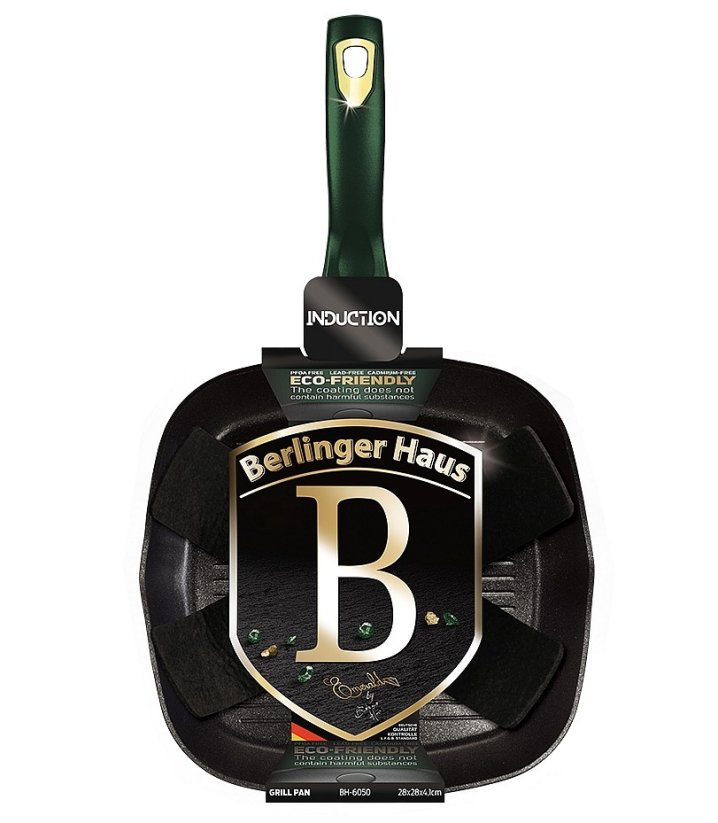 BERLINGERHAUS Pánev grilovací s titanovým povrchem 28 cm Emerald Collection
