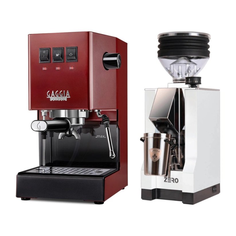 Gaggia Classic E24, červená + Eureka Mignon Zero, CR white