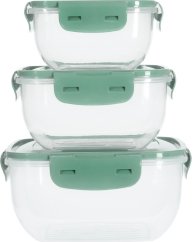 EXCELLENT HOUSEWARE Dóza na potraviny 3 ks tmavě zelená