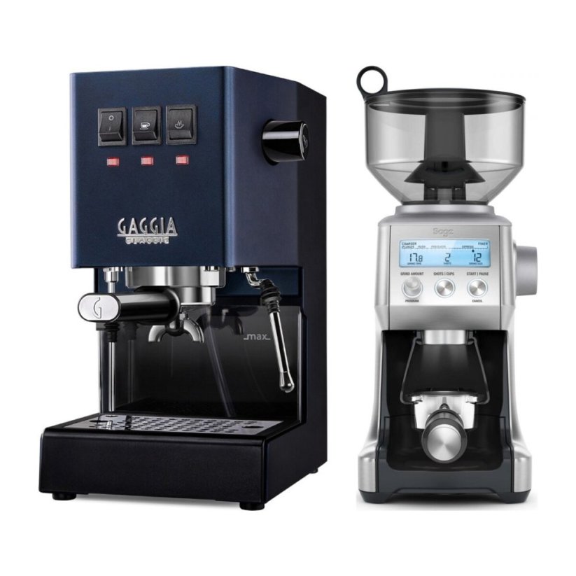 Gaggia Classic E24, modrá + Mlýnek Sage BCG820BSS Silver