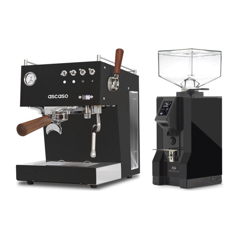 Ascaso Steel DUO PID PLUS, Black&amp;Wood + Eureka Mignon Specialita, BL Black