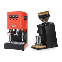 Gaggia Classic E24, oranžová + Eureka Mignon Single Dose, Black & Oak
