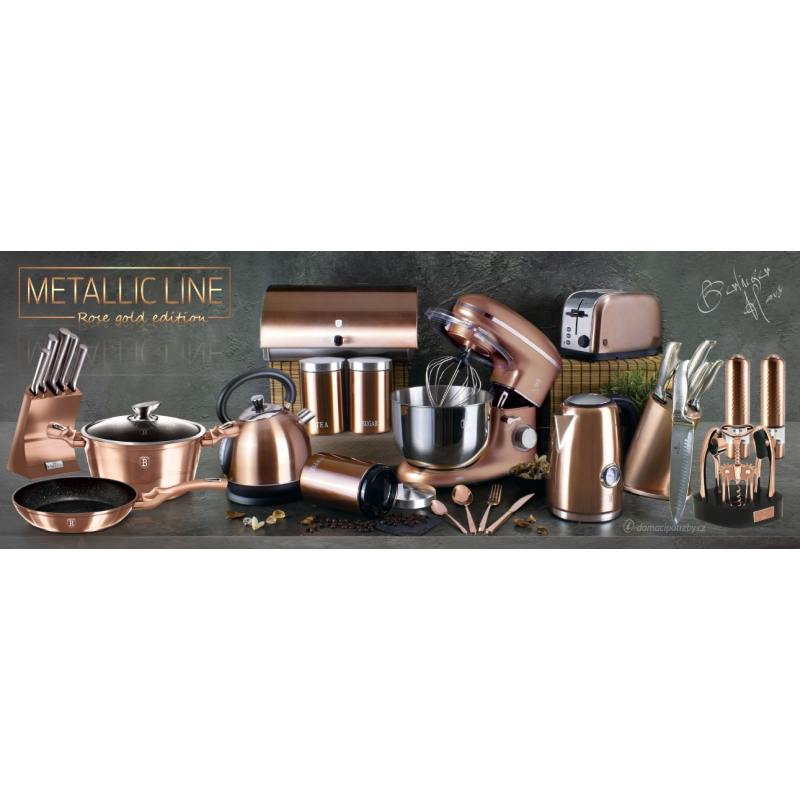 BERLINGERHAUS Pánev hluboká s mramorovým povrchem a poklicí 28 cm Rosegold Metallic Line