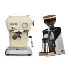 Ascaso DREAM PID Sweet Cream + Eureka Mignon Single Dose PRO, Chrome & Oak