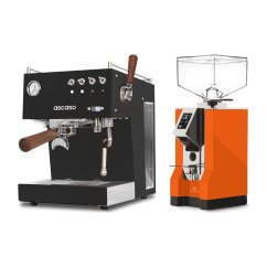 Ascaso Steel DUO PID PLUS, Black&Wood + Eureka Mignon Specialita, CR Orange