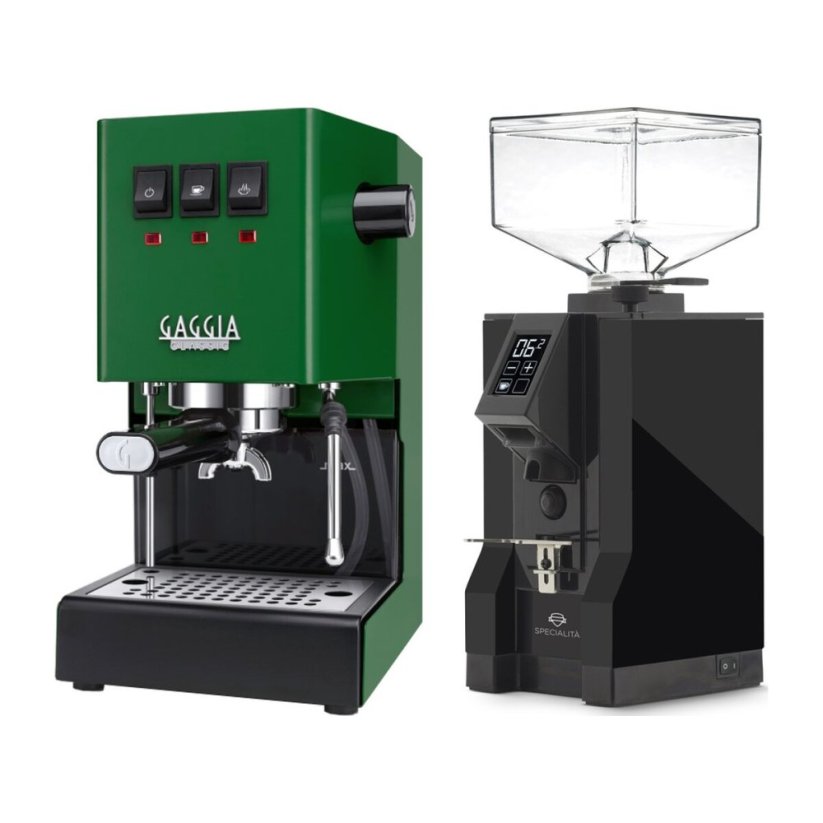 Gaggia Classic E24, zelená + Eureka Mignon Specialita, BL Black