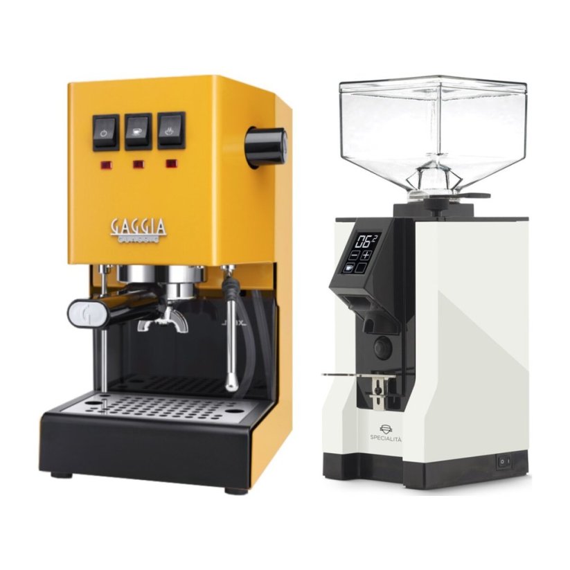 Gaggia Classic E24, žlutá + Eureka Mignon Specialita, BL White