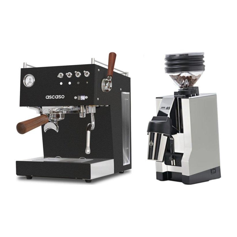 Ascaso Steel DUO PID PLUS, Black&Wood + Eureka Mignon Zero 65 All Purpose, CR white
