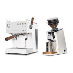 Ascaso Steel DUO PID PLUS, White&Wood + Eureka Mignon Zero 65 Speedy ALL PURPOSE white