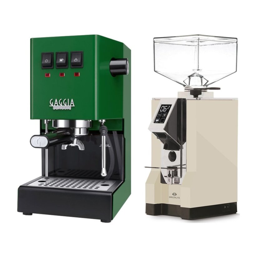 Gaggia Classic E24, zelená + Eureka Mignon Specialita, CR Cream