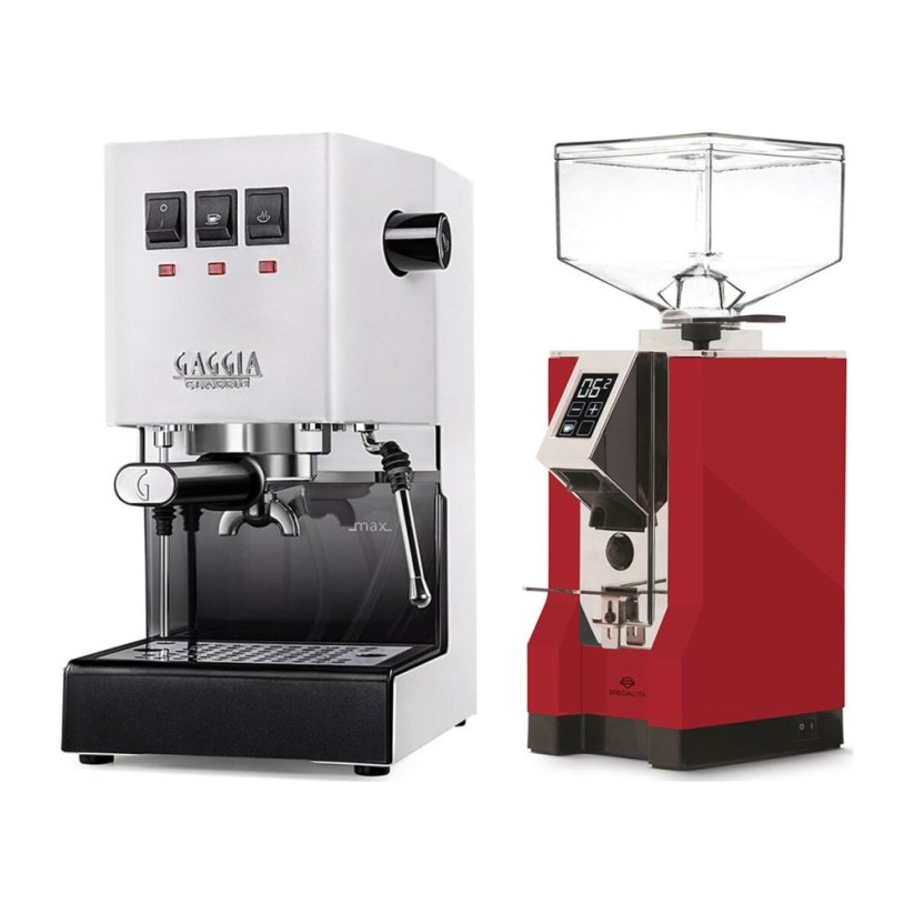 Gaggia Classic E24, biela + Eureka Mignon Specialita, CR Ferrari red