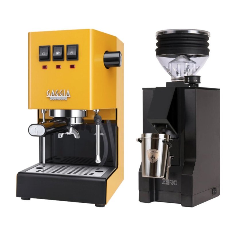 Gaggia Classic E24, žlutá + Eureka Mignon Zero, BL Black