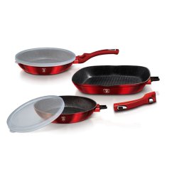 BERLINGERHAUS Sada pánví s odnímatelnou rukojetí 5 ks Burgundy Metallic Line steak