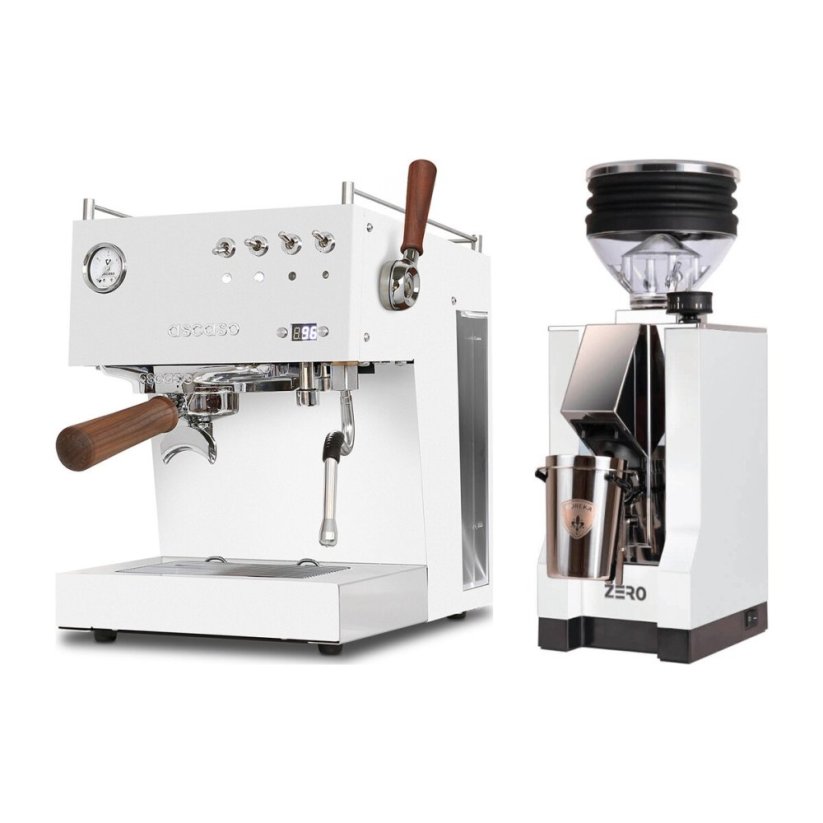 Ascaso Steel DUO PID PLUS, White&Wood + Eureka Mignon Zero, CR white