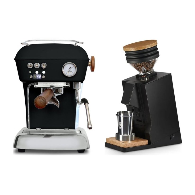 Ascaso DREAM PID Dark Black + Eureka Mignon Single Dose, Black & Oak