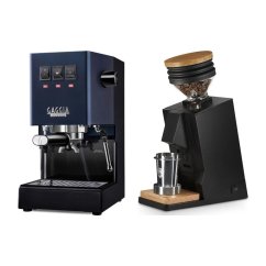 Gaggia Classic E24, modrá + Eureka Mignon Single Dose, Black & Oak