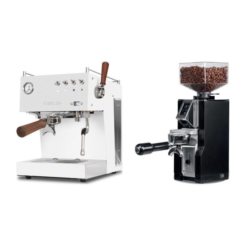 Ascaso Steel DUO PID PLUS, White&Wood + Eureka Mignon Libra, CR black