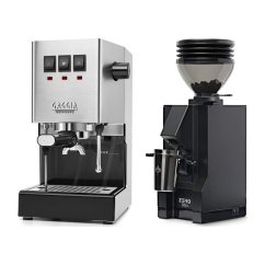 Gaggia Classic E24, stříbrná + Eureka Mignon Zero 55s Black