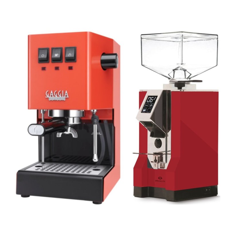 Gaggia Classic E24, oranžová + Eureka Mignon Specialita, CR Ferrari red