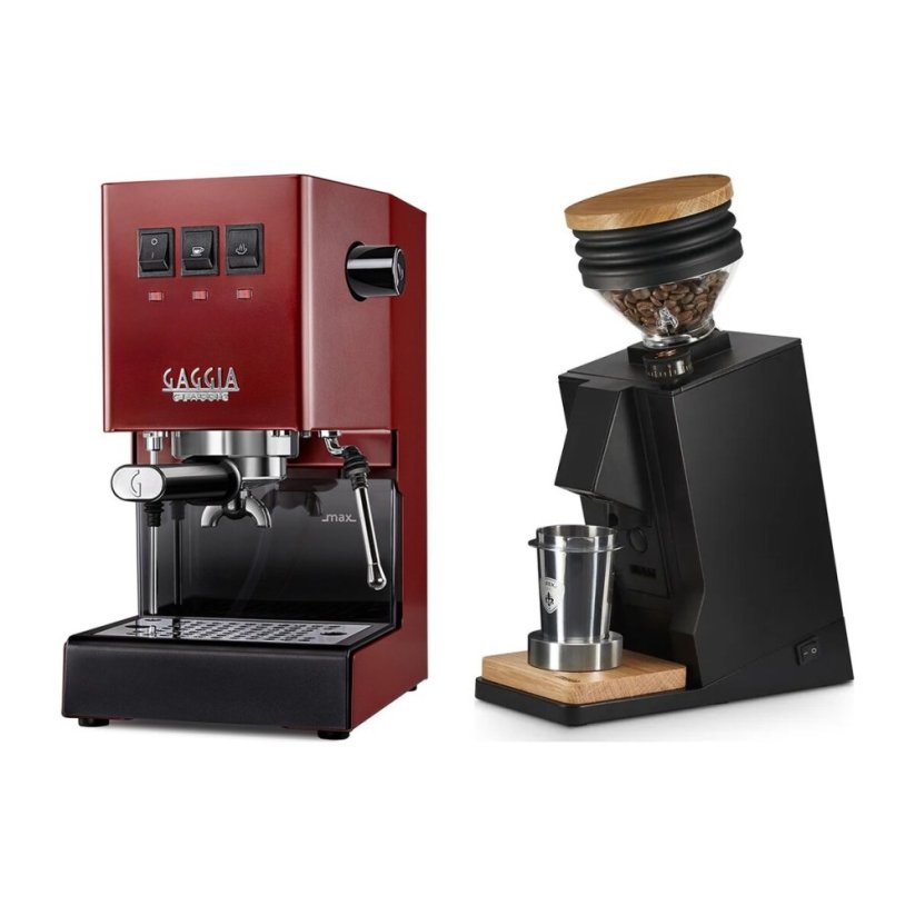 Gaggia Classic E24, červená + Eureka Mignon Single Dose, Black & Oak