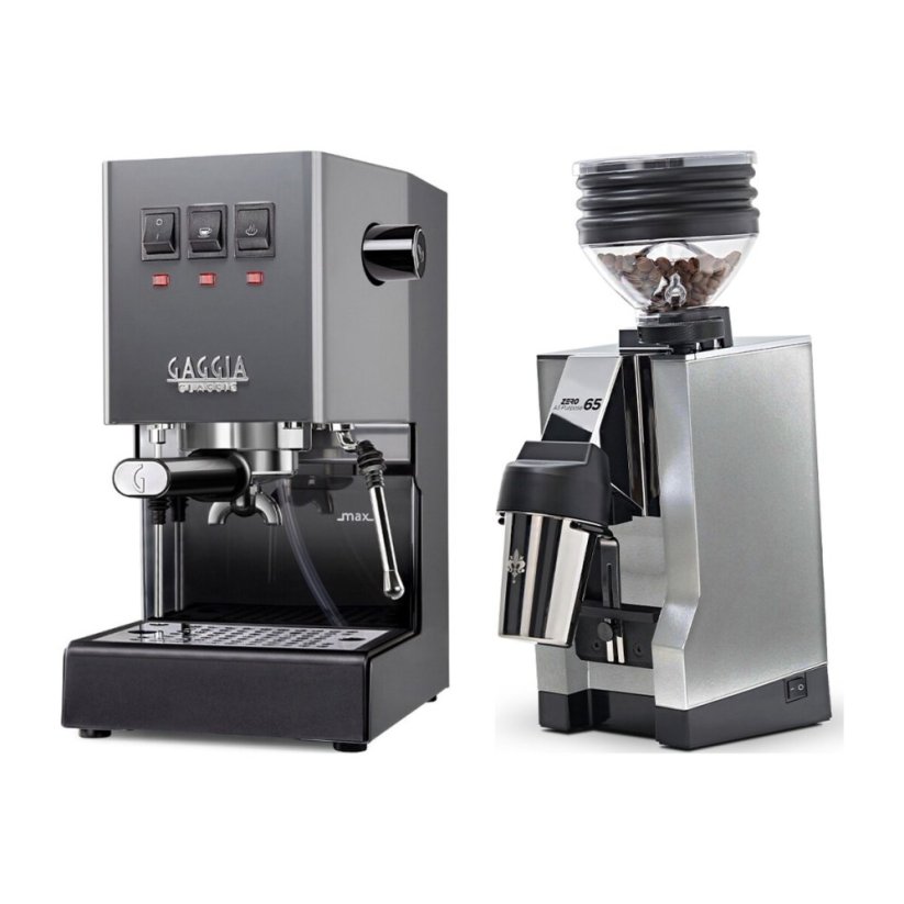 Gaggia Classic E24, šedá + Eureka Mignon Zero 65 All Purpose, CR chrome