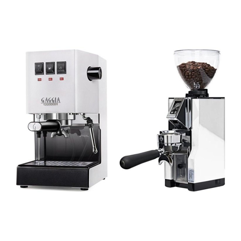 Gaggia Classic E24, bílá + Eureka Mignon Libra 65 All Purpose, CR white