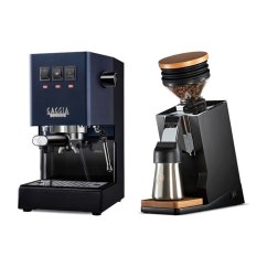 Gaggia Classic E24, modrá + Eureka Mignon Single Dose PRO, Black & Oak