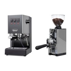 Gaggia Classic E24, šedá + Eureka Mignon Libra 65 All Purpose, CR chrome