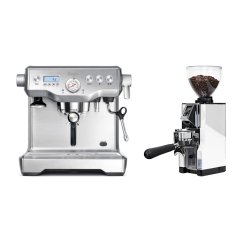 Kávovar Sage BES920BSS Silver + Eureka Mignon Libra 65 All Purpose, CR white