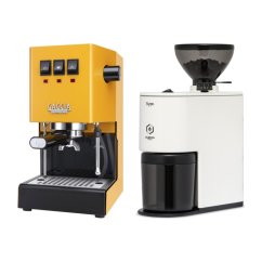 Gaggia Classic E24, žlutá + Eureka Peppe, White