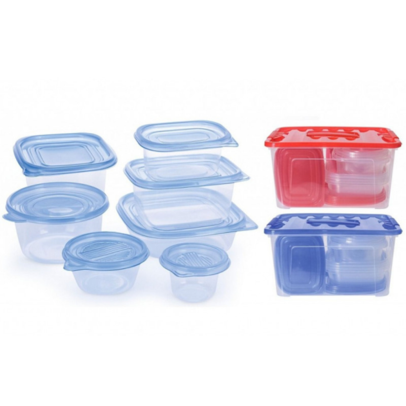 EXCELLENT HOUSEWARE Dóza na potraviny JUMBO sada 27 ks modrá