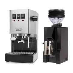 Gaggia Classic E24, stříbrná + Eureka Mignon Zero, BL Black