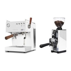 Ascaso Steel DUO PID PLUS, White&Wood + Eureka Mignon Libra 65 All Purpose, CR white