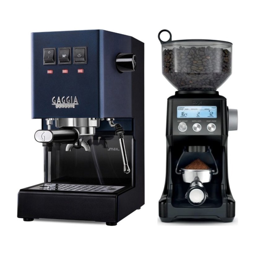 Gaggia Classic E24, modrá + Mlýnek Sage BCG820BTR Black
