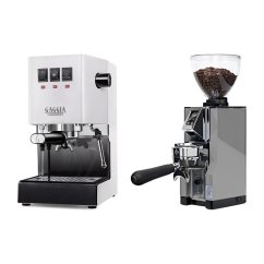 Gaggia Classic E24, bílá + Eureka Mignon Libra 65 All Purpose, CR chrome