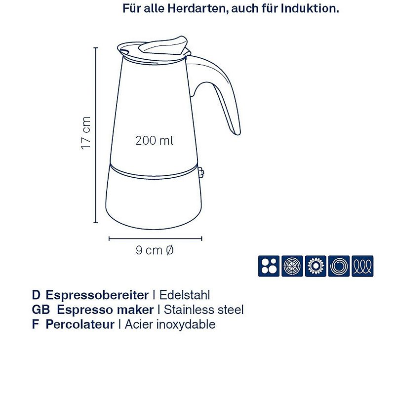 KELA Konvice na espresso Ferrara nerez černá 200 ml