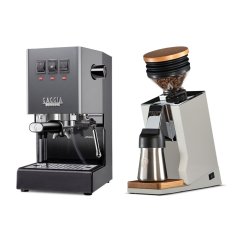 Gaggia Classic E24, šedá + Eureka Mignon Single Dose PRO, White & Oak