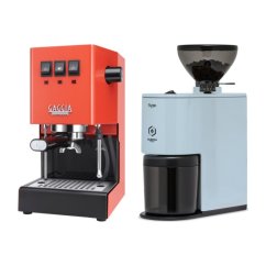 Gaggia Classic E24, oranžová + Eureka Peppe, Light blue